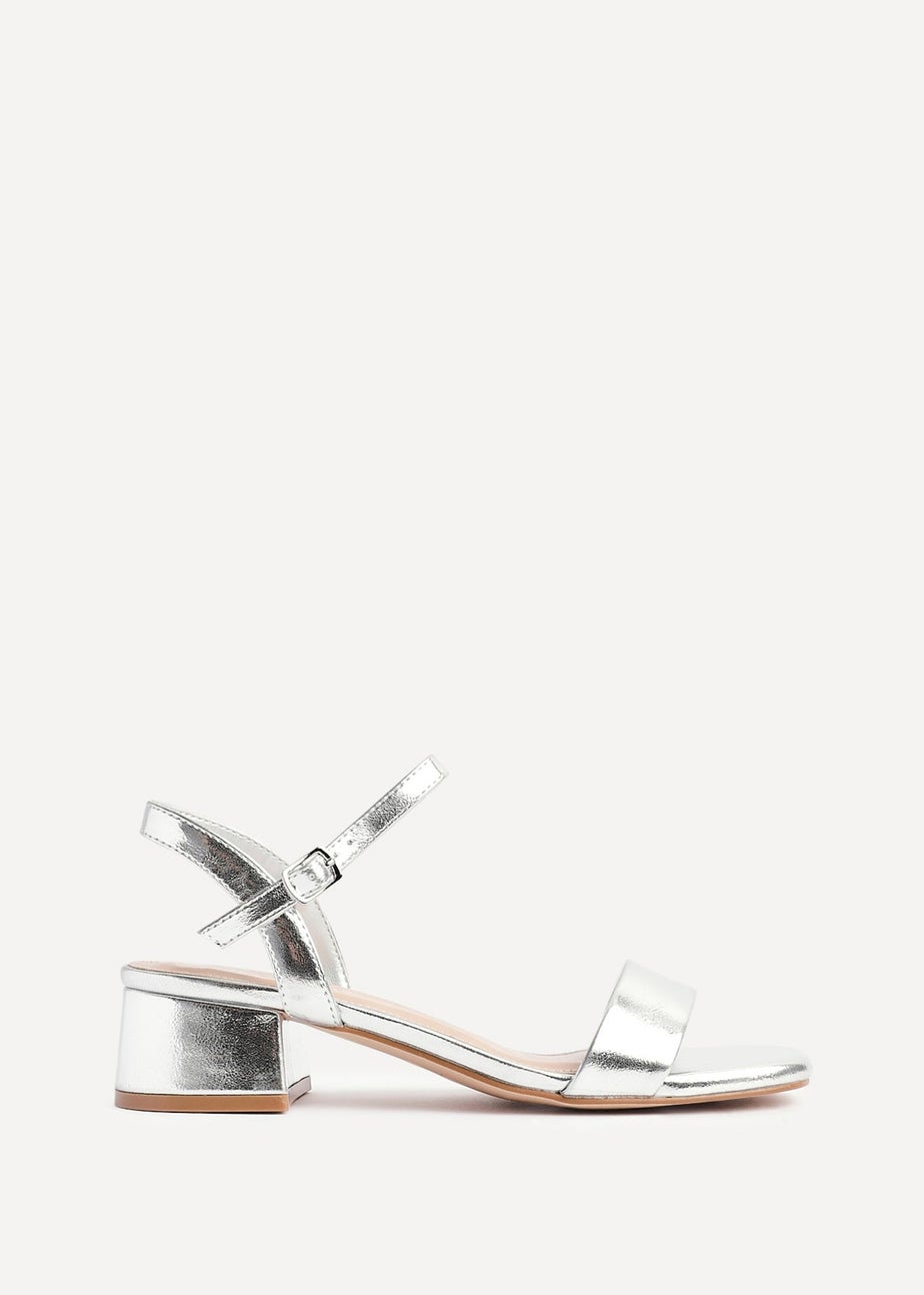 Linzi Tillie Silver Faux Leather Low Block Heel