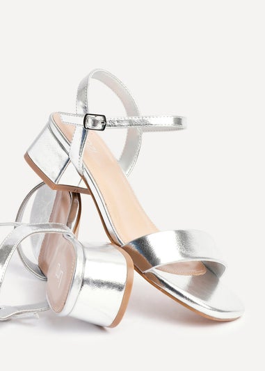 Linzi Tillie Silver Faux Leather Low Block Heel