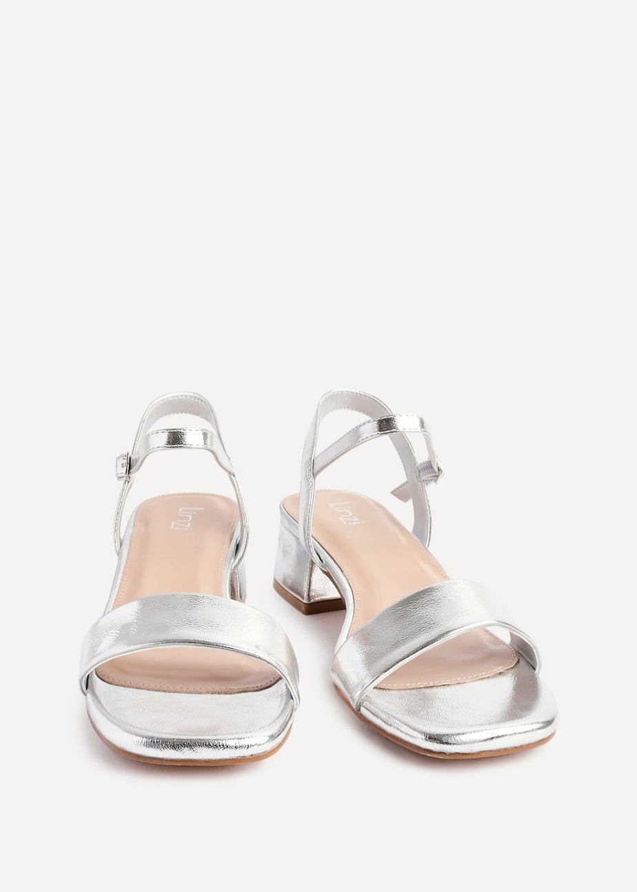 Linzi Tillie Silver Faux Leather Low Block Heel