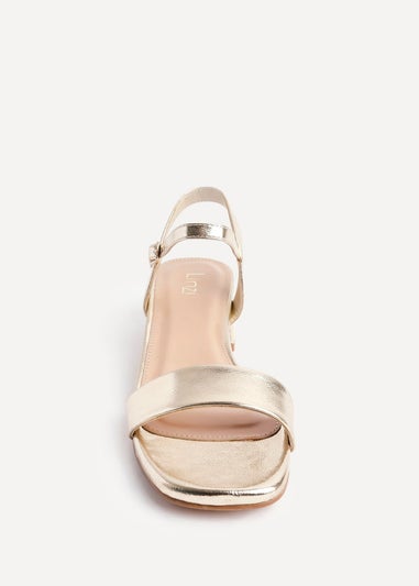 Linzi Tillie Gold Faux Leather Low Blook Heel