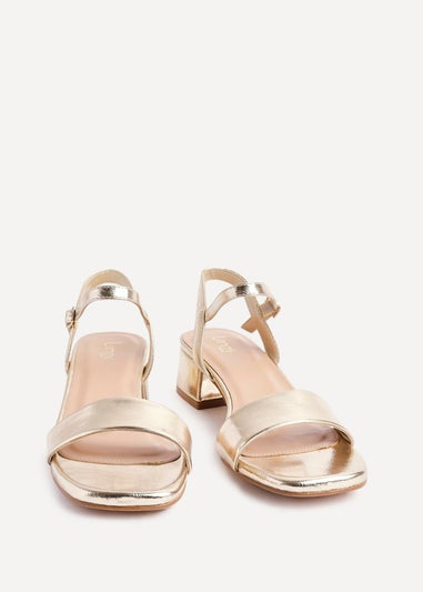 Linzi Tillie Gold Faux Leather Low Blook Heel
