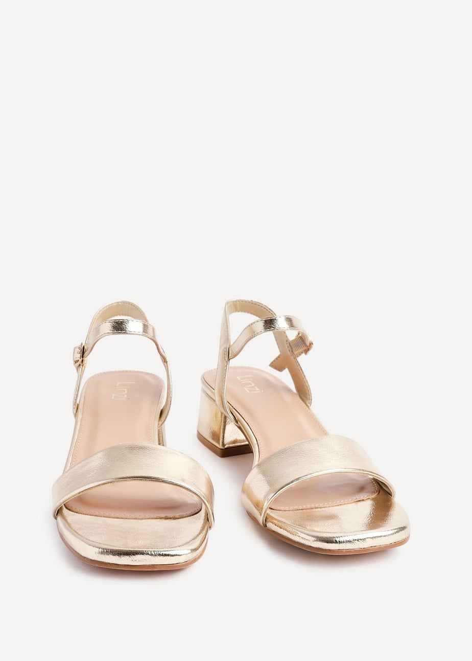 Linzi Tillie Gold Faux Leather Low Blook Heel