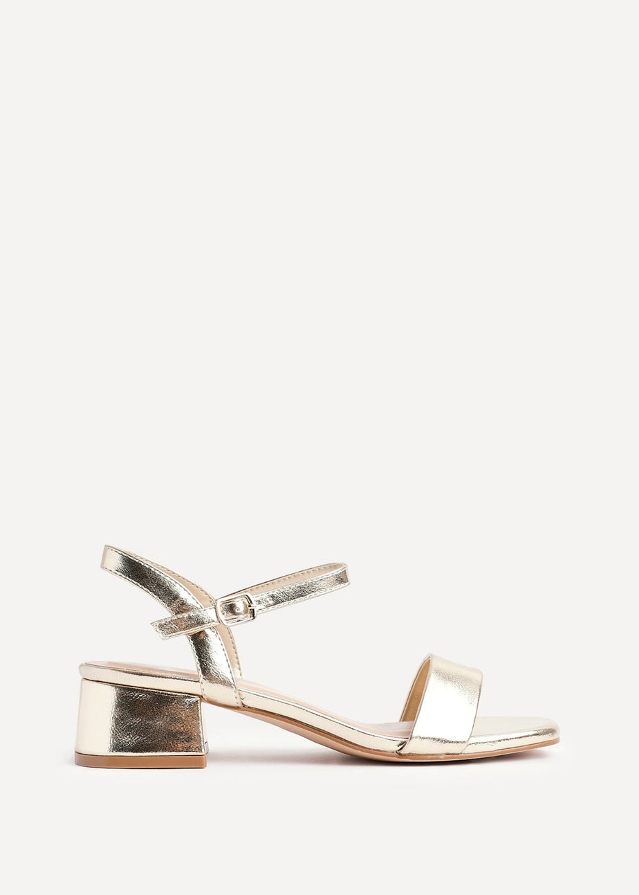 Linzi Tillie Gold Faux Leather Low Blook Heel