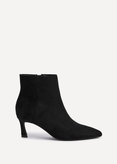 Linzi Secured Black Faux Suede Pointed Toe Stiletto Ankle Boot