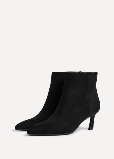 Linzi Secured Black Faux Suede Pointed Toe Stiletto Ankle Boot