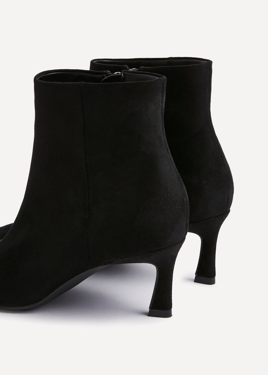 Linzi Secured Black Faux Suede Pointed Toe Stiletto Ankle Boot