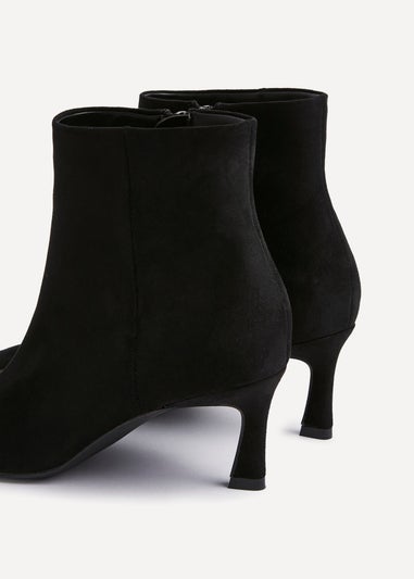 Linzi Secured Black Faux Suede Pointed Toe Stiletto Ankle Boot