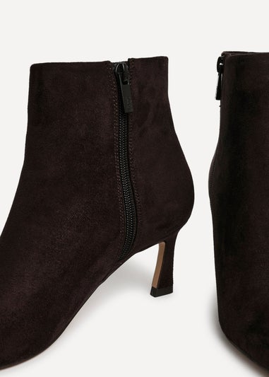 Linzi Secured Brown Faux Suede Pointed Toe Stiletto Ankle Boot