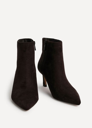 Linzi Secured Brown Faux Suede Pointed Toe Stiletto Ankle Boot