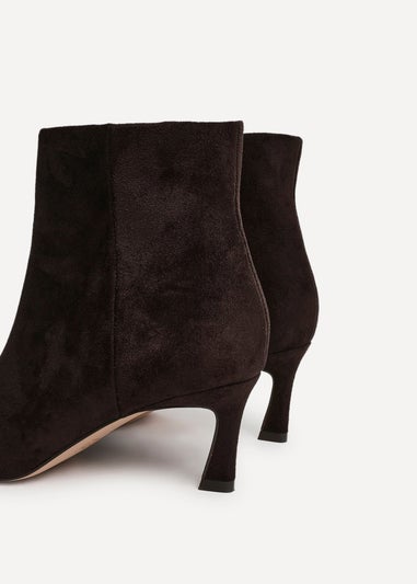 Linzi Secured Brown Faux Suede Pointed Toe Stiletto Ankle Boot