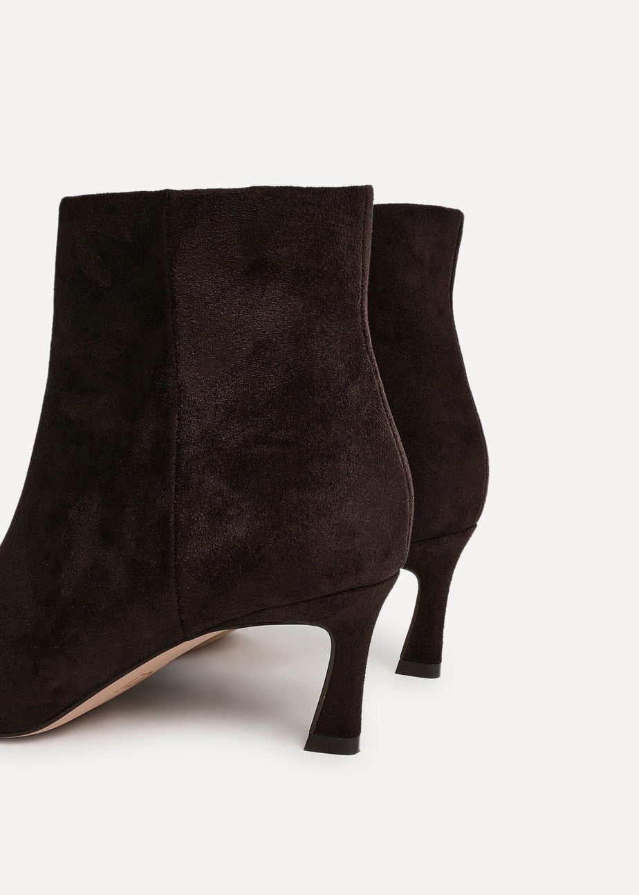 Linzi Secured Brown Faux Suede Pointed Toe Stiletto Ankle Boot