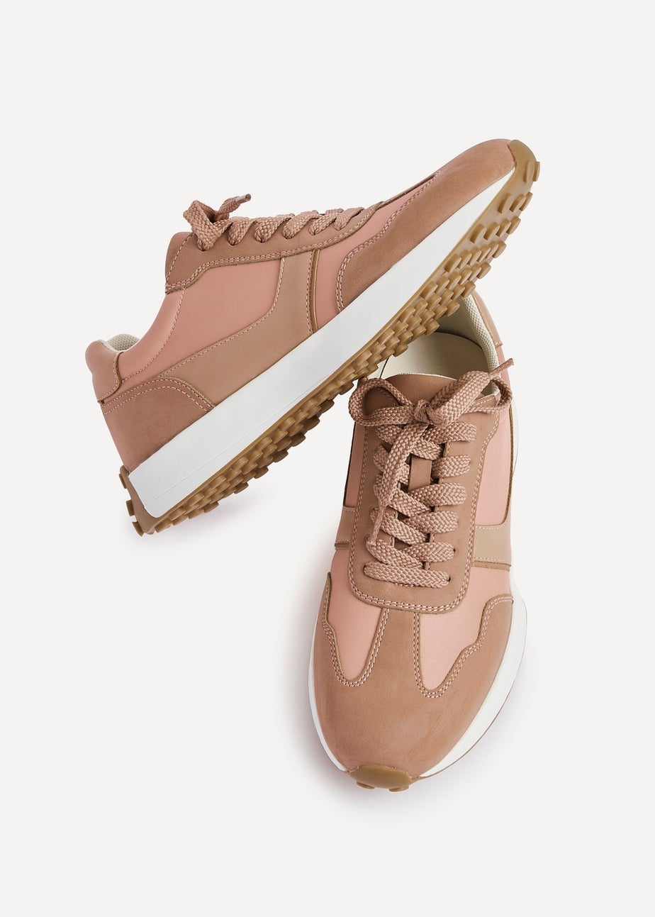 Linzi Hustle Dusky Pink Suede Mix Sports Trainers