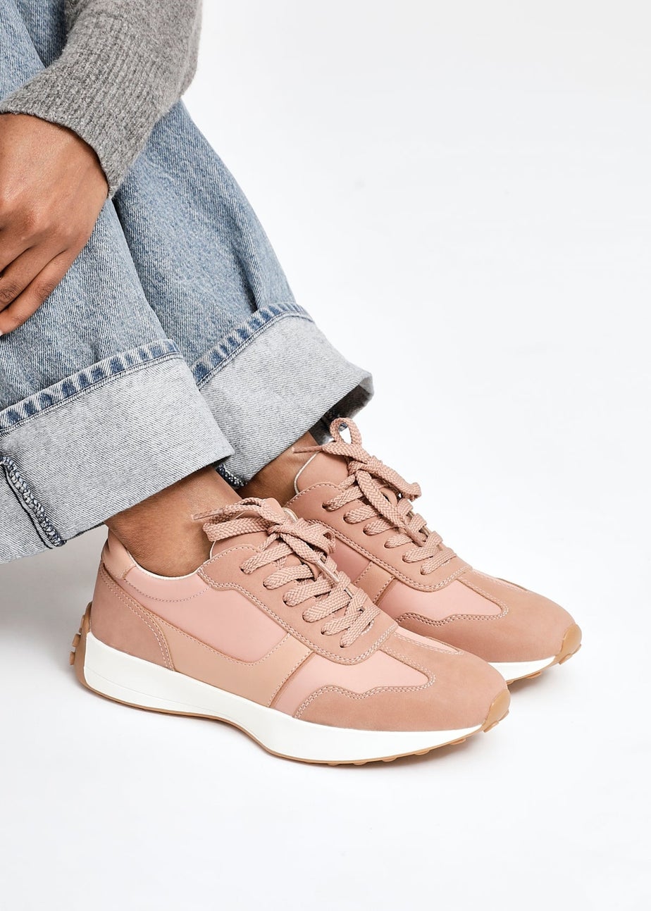 Linzi Hustle Dusky Pink Suede Mix Sports Trainers