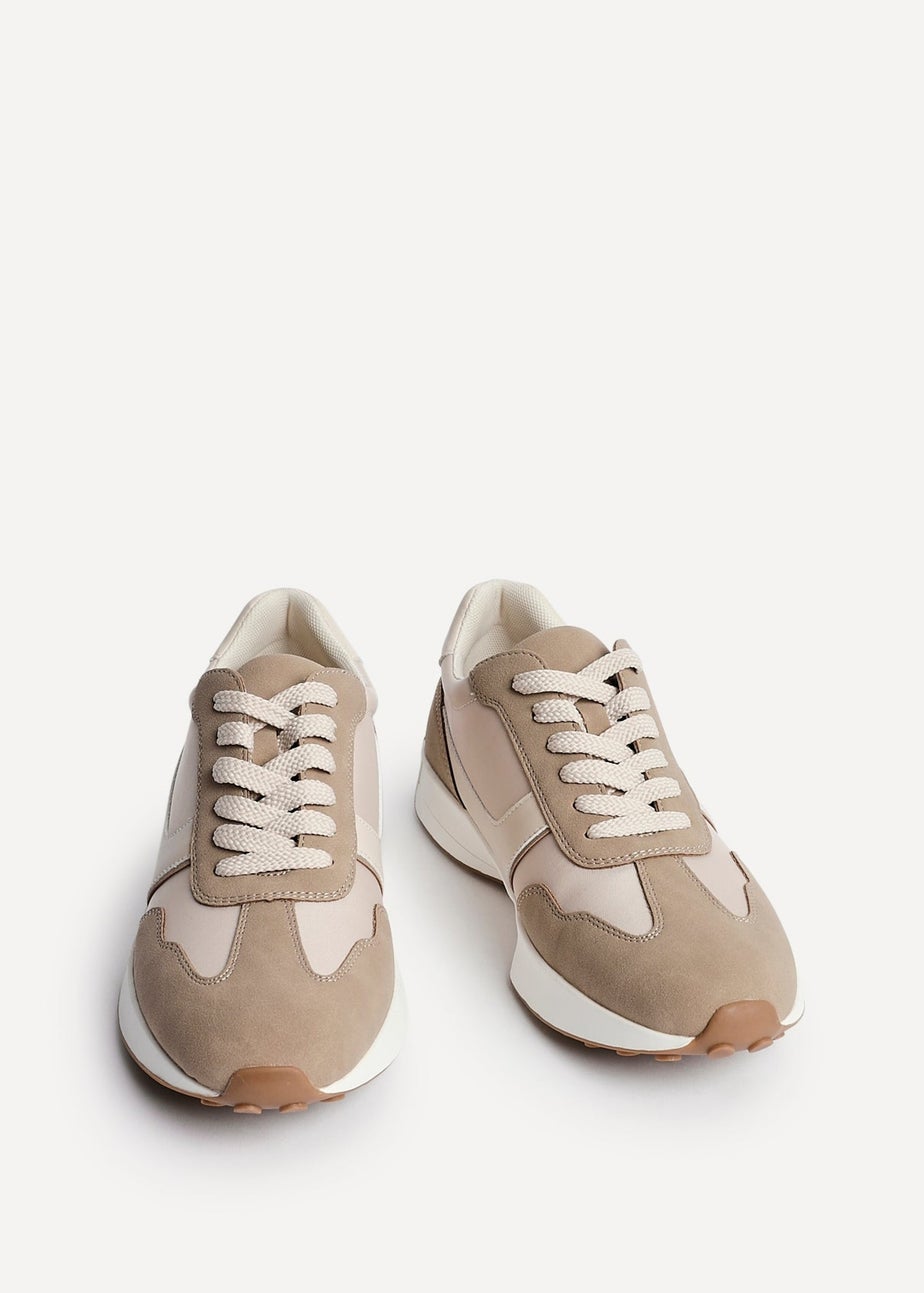 Linzi Hustle Beige Suede Mix Sports Trainers