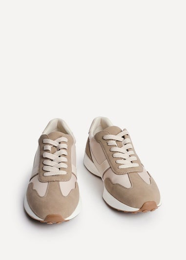Linzi Hustle Beige Suede Mix Sports Trainers