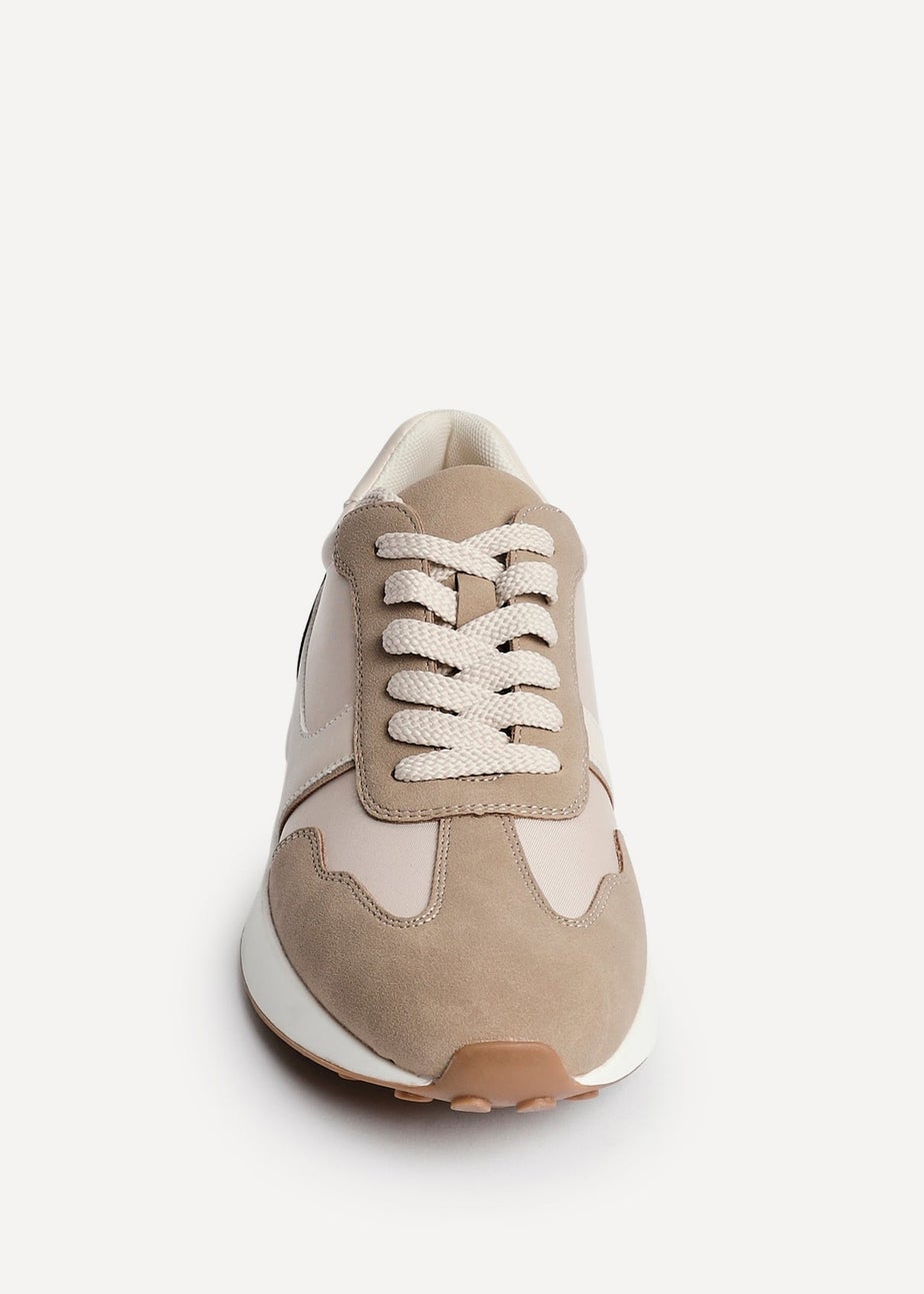 Linzi Hustle Beige Suede Mix Sports Trainers