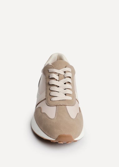Linzi Hustle Beige Suede Mix Sports Trainers