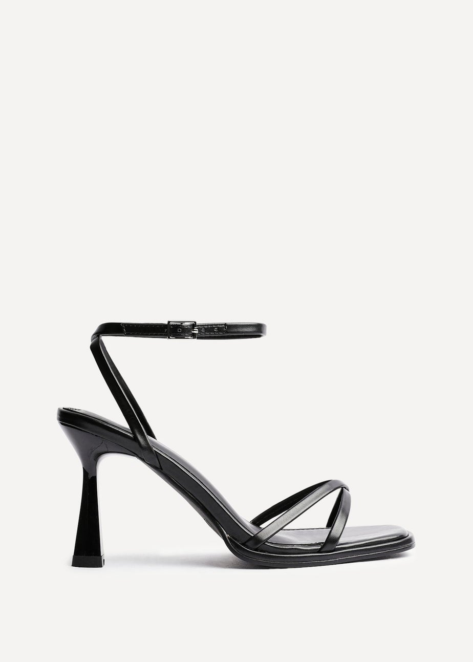 Linzi Verve Black Faux Leather Crossover Stiletto Heel
