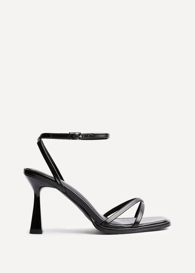 Linzi Verve Black Faux Leather Crossover Stiletto Heel