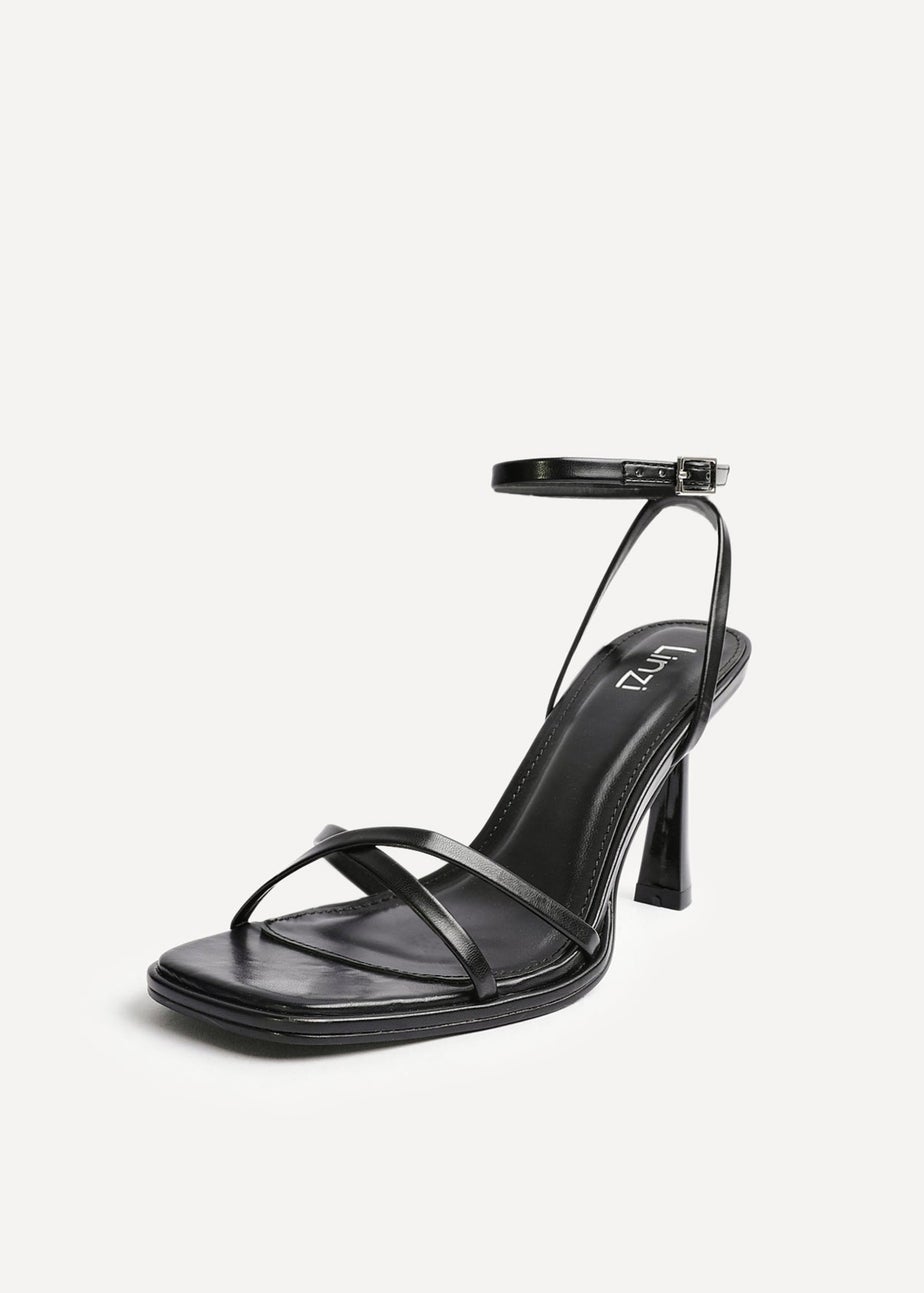 Linzi Verve Black Faux Leather Crossover Stiletto Heel
