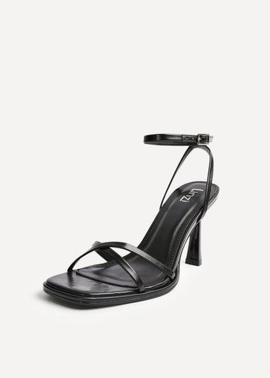 Linzi Verve Black Faux Leather Crossover Stiletto Heel