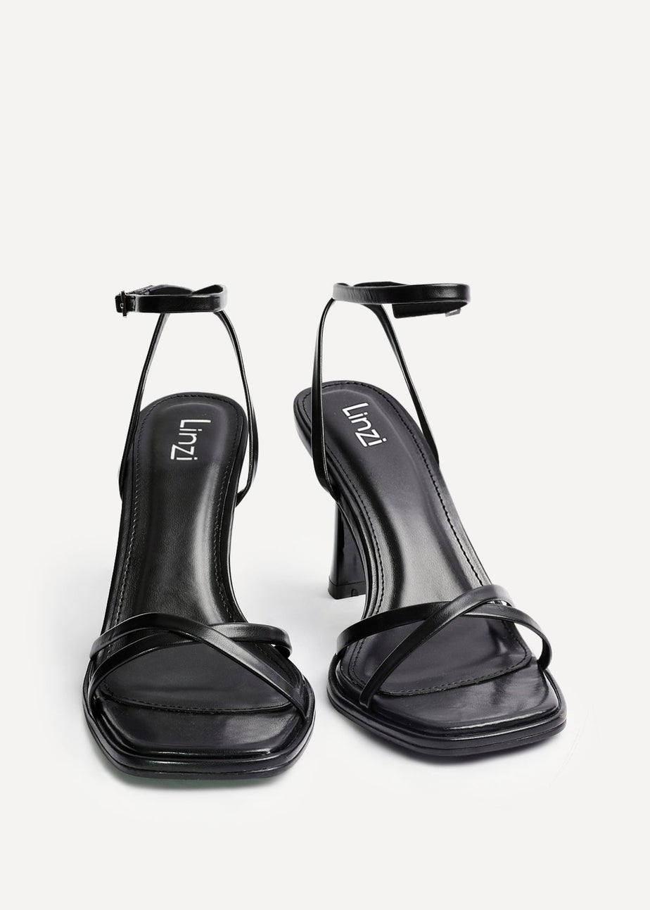 Linzi Verve Black Faux Leather Crossover Stiletto Heel