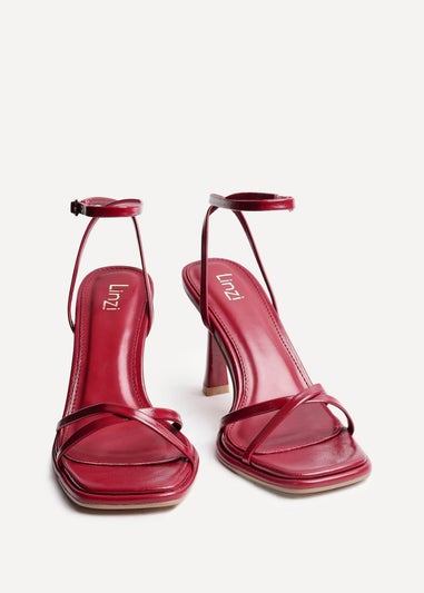 Linzi Verve Red Faux Leather Crossover Stiletto Heel