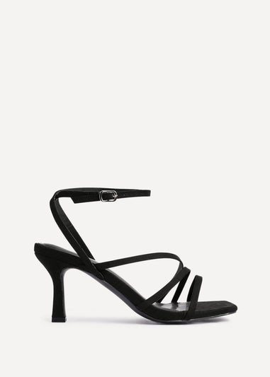 Linzi Reflect Black Faux Suede Strappy Heels