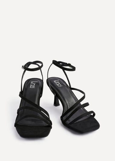 Linzi Reflect Black Faux Suede Strappy Heels