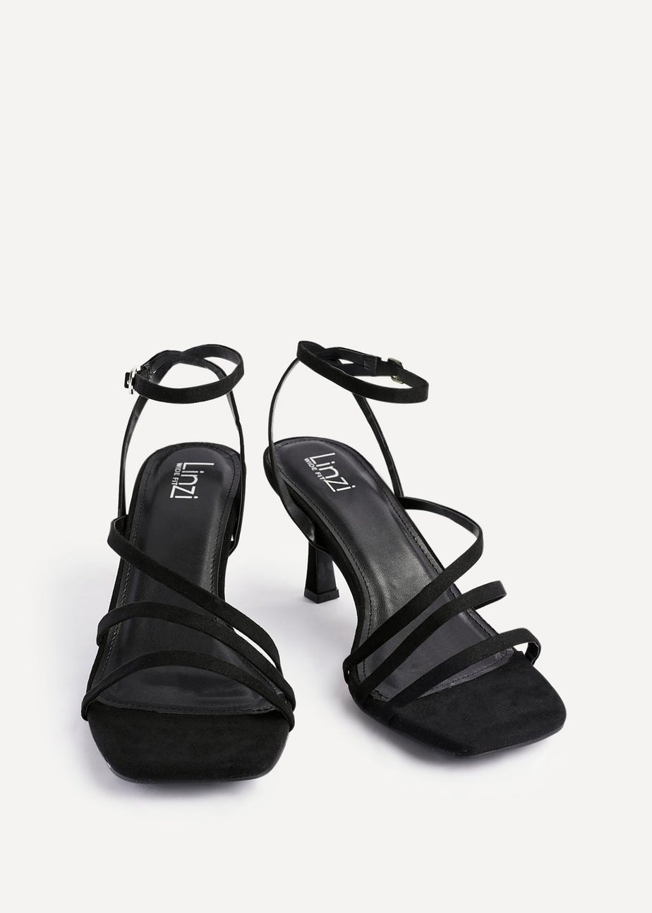 Linzi Reflect Black Faux Suede Strappy Heels