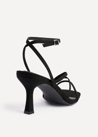 Linzi Reflect Black Faux Suede Strappy Heels