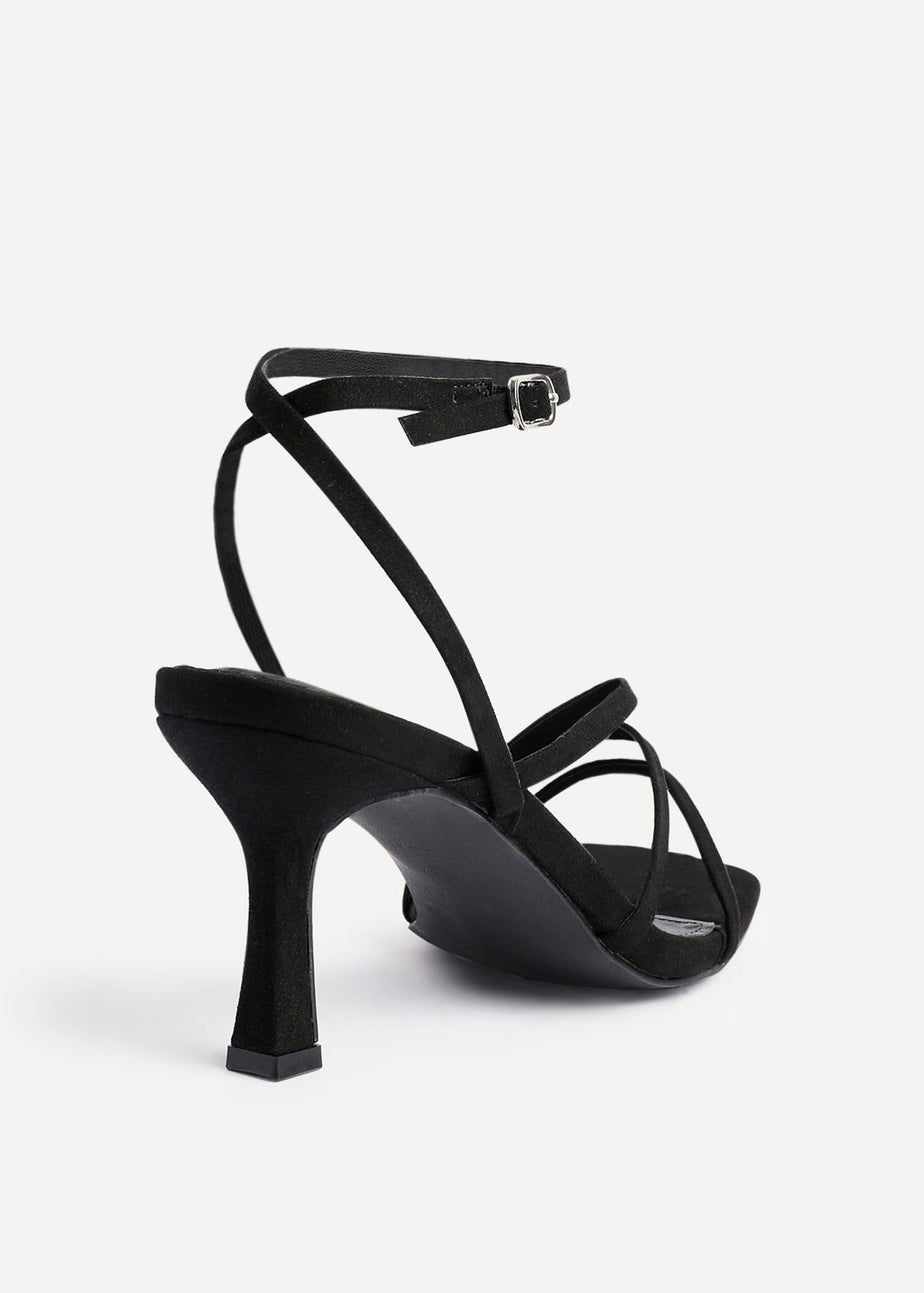 Linzi Reflect Black Faux Suede Strappy Heels