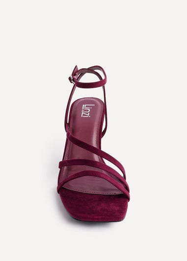 Linzi Reflect Burgundy Faux Suede Strappy Heels