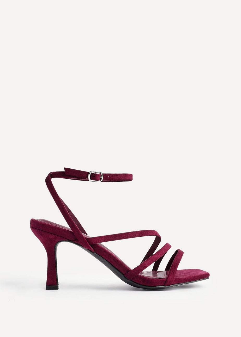Linzi Reflect Burgundy Faux Suede Strappy Heels