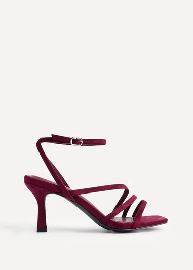 Linzi Reflect Burgundy Faux Suede Strappy Heels