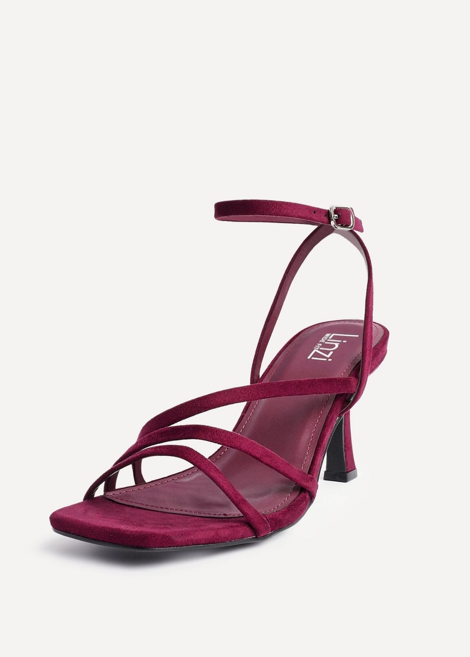 Linzi Reflect Burgundy Faux Suede Strappy Heels