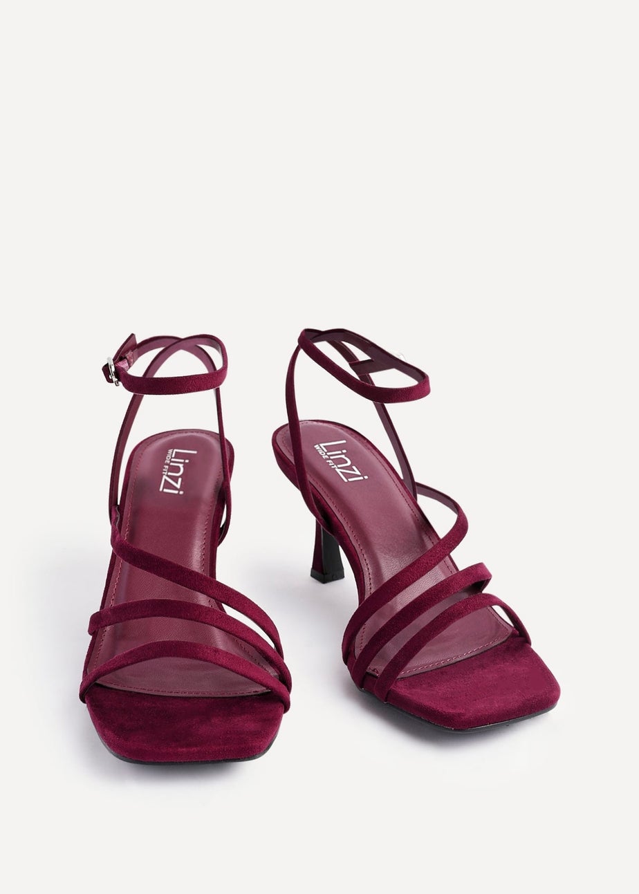 Linzi Reflect Burgundy Faux Suede Strappy Heels
