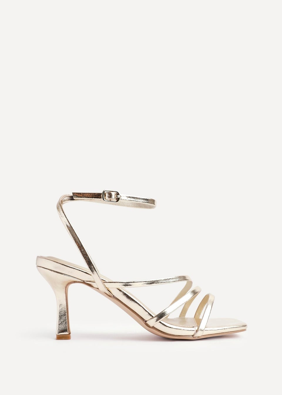 Linzi Reflect Gold Faux Leather Strappy Heels