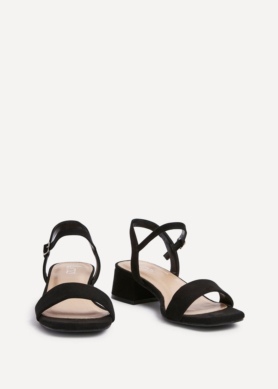 Linzi Carlie Wide Fit Black Faux Suede Low Block Heel