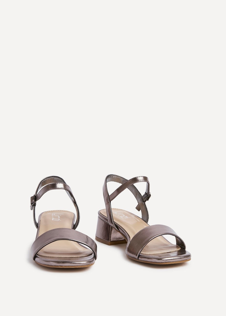 Linzi Carlie Wide Fit Pewter Faux Leather Low Block Heel