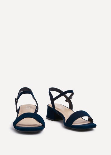 Linzi Carlie Wide Fit Navy Faux Suede Low Block Heel