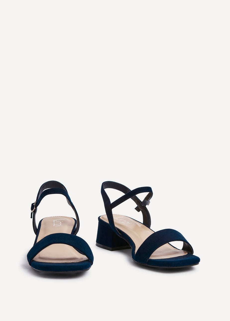 Linzi Carlie Wide Fit Navy Faux Suede Low Block Heel