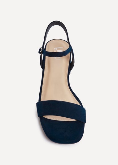 Linzi Carlie Wide Fit Navy Faux Suede Low Block Heel