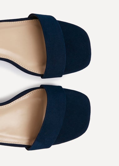 Linzi Carlie Wide Fit Navy Faux Suede Low Block Heel