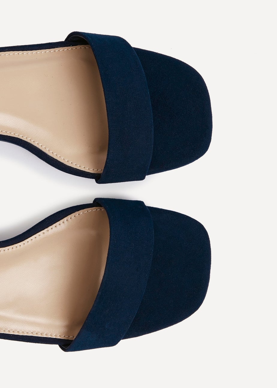Linzi Carlie Wide Fit Navy Faux Suede Low Block Heel