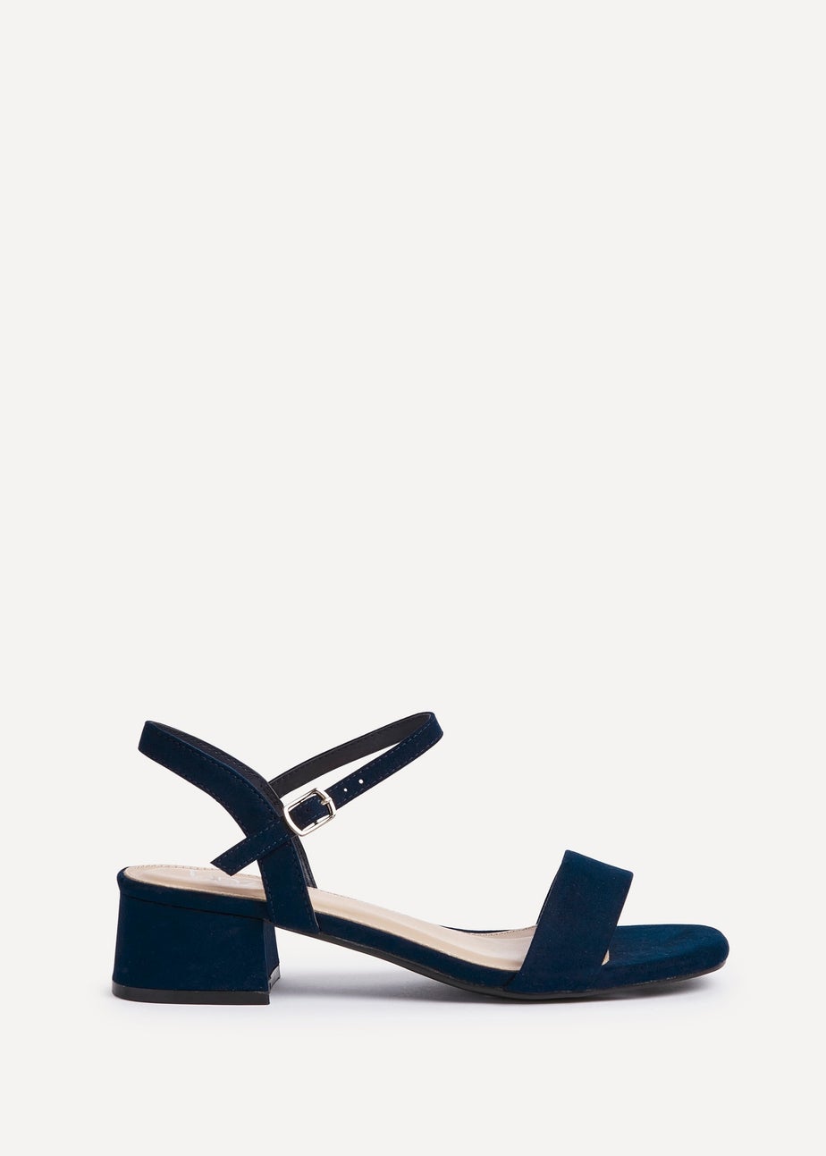 Linzi Carlie Wide Fit Navy Faux Suede Low Block Heel