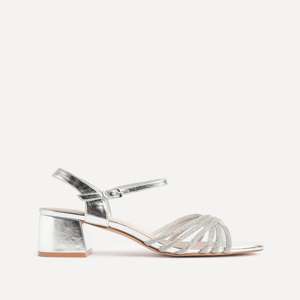 Linzi Strictly Wide Fit Silver Block Heel
