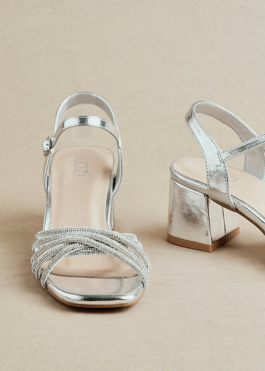 Linzi Strictly Wide Fit Silver Block Heel