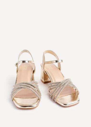 Linzi Strictly Wide Fit Gold Block Heel