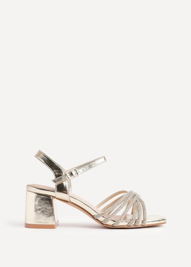 Linzi Strictly Wide Fit Gold Block Heel